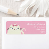 Mooie Roze Kat Retouradres Etiket (Insitu)