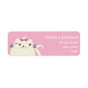 Mooie Roze Kat Retouradres Etiket