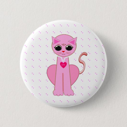 MOOIE ROZE KAT RONDE BUTTON 5,7 CM (Voorkant)