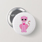 MOOIE ROZE KAT RONDE BUTTON 5,7 CM (Voorkant /achterkant)