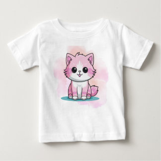 Mooie Roze Kat Waterverf Cartoon Kitten Dier 