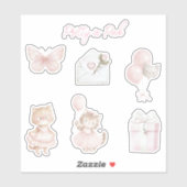 Mooie Roze Katten Ballonnen Vlinder Sticker (Vel)
