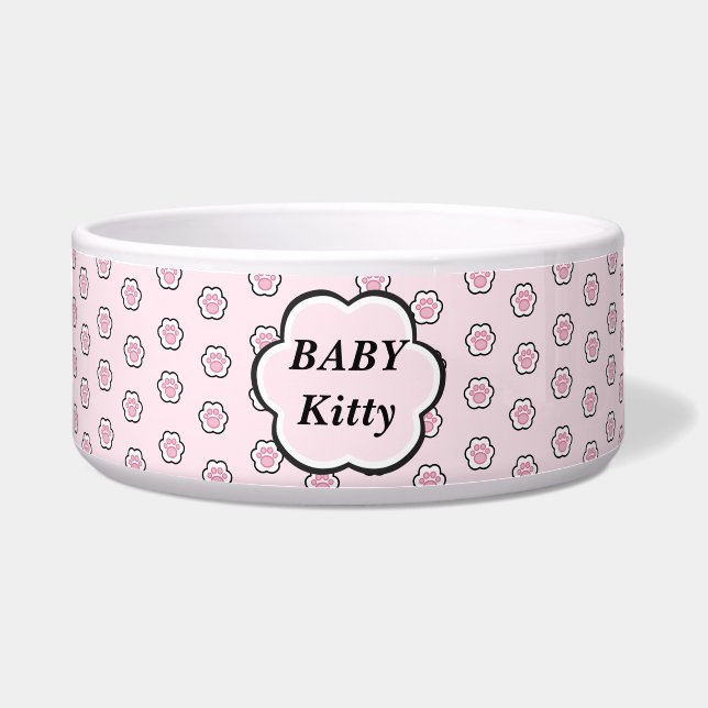 Mooie Roze Kattenpoot Voerbakje (Voorkant)