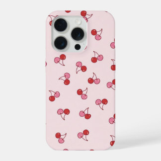 Mooie Roze Kers Fruit Patroon iPhone 15 Pro Case