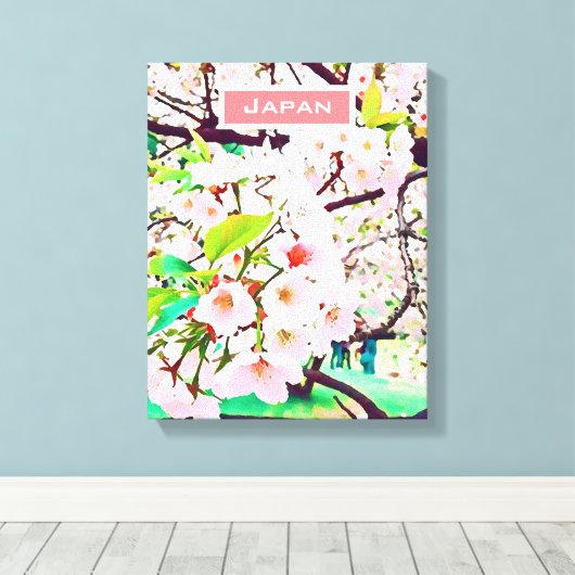 Mooie roze kersen bloesem Japan reizen Canvas Afdruk (Insitu (Houten vloer))