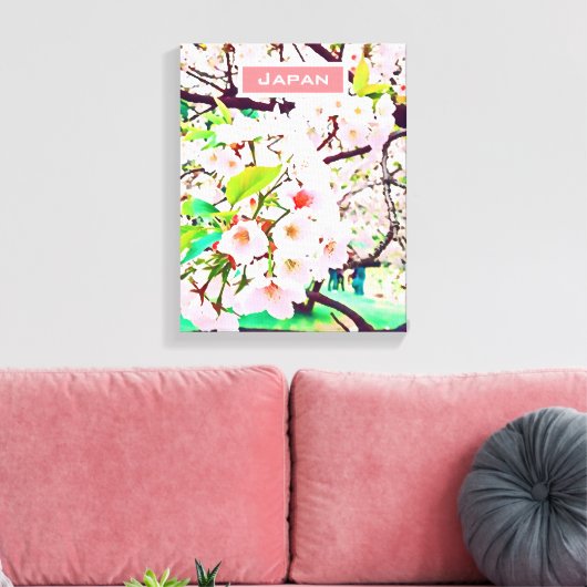 Mooie roze kersen bloesem Japan reizen Canvas Afdruk (Insitu (Woonkamer))