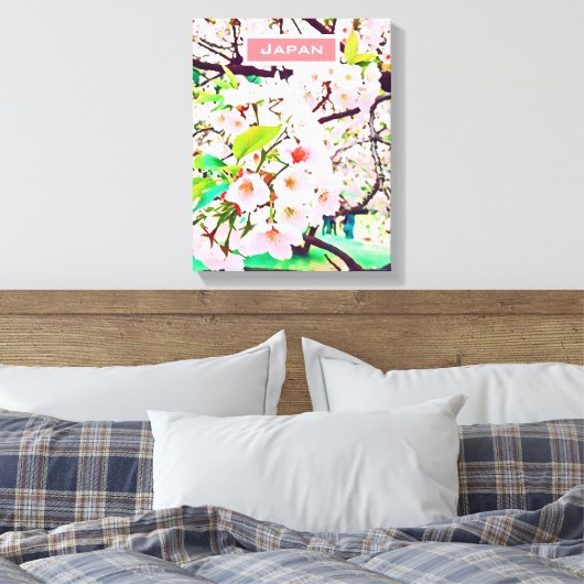 Mooie roze kersen bloesem Japan reizen Canvas Afdruk (Insitu (Slaapkamer))