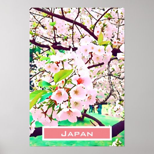 Mooie roze kersen bloesem Japan reizen Poster (Voorkant)