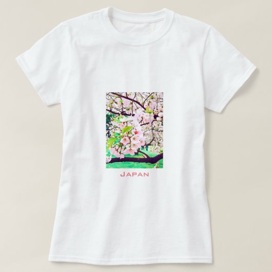 Mooie roze kersen bloesem Japan reizen T-shirt (Design voorkant)