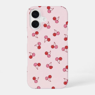 Mooie Roze Kersen Fruit Patroon iPhone 16 Hoesje