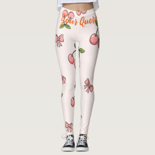 Mooie Roze Kersen & Strikken Naadloos Patroon Leggings