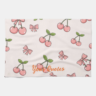 Mooie Roze Kersen & Strikken Naadloos Patroon Theedoek