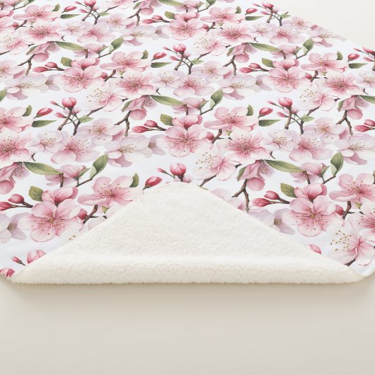 Mooie Roze Kersenbloesem Bloemen Sherpa Deken (3/4)