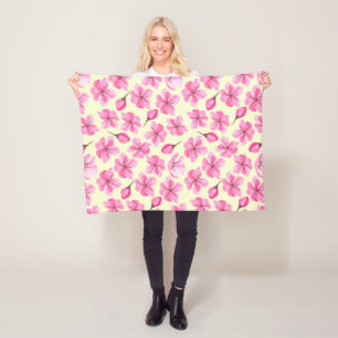 Mooie Roze Kersenbloesem Bloemige Waterverf Fleece Deken