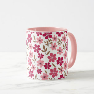 Mooie Roze Kersenbloesem Bloemmotief Twee-Tons Mok