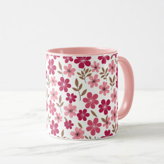 Mooie Roze Kersenbloesem Bloemmotief Twee-Tons Mok
