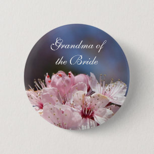 mooie roze kersenbloesem in de lente in blauwe luc ronde button 5,7 cm
