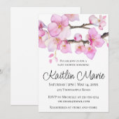 Mooie roze kersenbloesem kalligrafie script kaart (Voorkant / Achterkant)