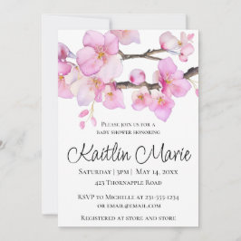 Mooie roze kersenbloesem kalligrafie script kaart