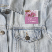 Mooie roze kersenbloesem lente trouw bruidegom vierkante button 5,1 cm (In situ)
