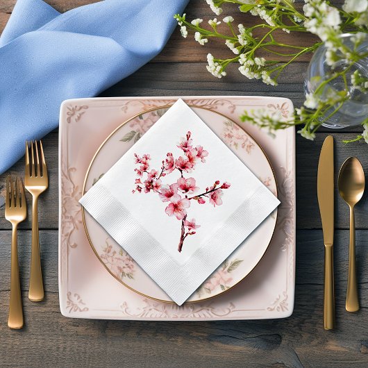 Mooie roze kersenbloesem servet