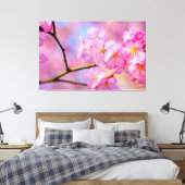 Mooie roze kersenbloesems in de lente canvas afdruk (Insitu (Slaapkamer))