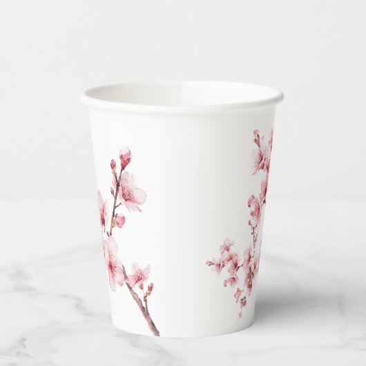 Mooie roze kersenboom bloesems papieren bekers (Links)