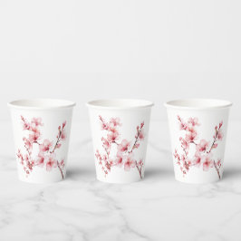 Mooie roze kersenboom bloesems papieren bekers