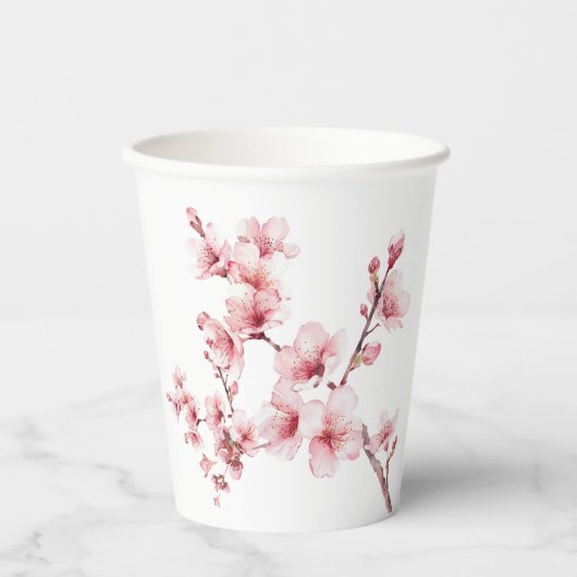 Mooie roze kersenboom bloesems papieren bekers (Voorkant)