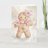 Mooie Roze Kerst Gingerbread Cookie Blank Bedankkaart (Voorkant)