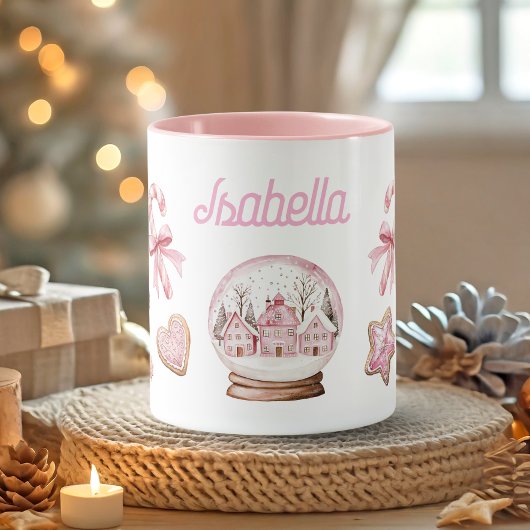Mooie Roze Kerst gingerbread Koekjes Naam Mok