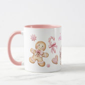 Mooie Roze Kerst gingerbread Koekjes Naam Mok (Links)
