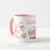 Mooie Roze Kerst gingerbread Koekjes Naam Mok (Voorkant links)