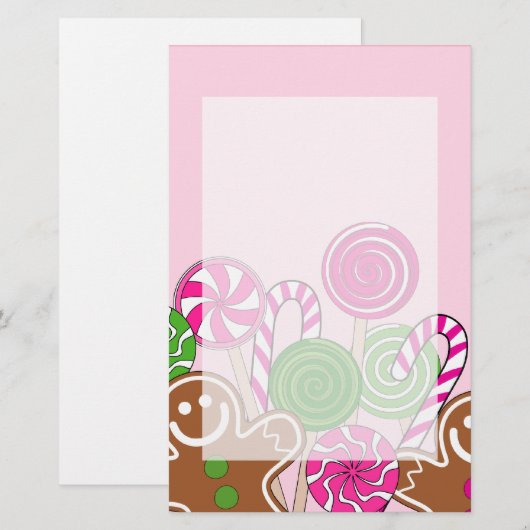 Mooie roze kerst gingerbreads briefpapier (Voorkant / Achterkant)