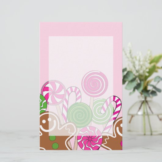 Mooie roze kerst gingerbreads briefpapier (Staand voorkant)
