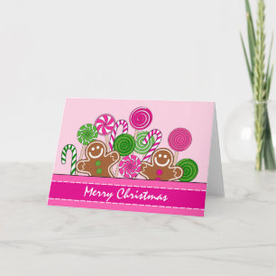 Mooie roze kerst gingerbreads feestdagen kaart