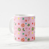 Mooie Roze Kerst Kerstsnoep Mok (Voorkant links)