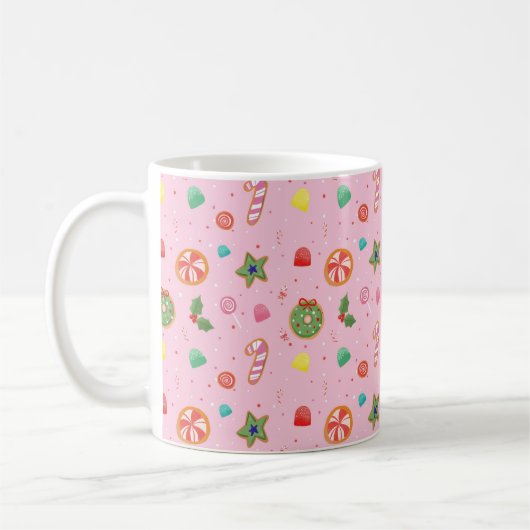 Mooie Roze Kerst Kerstsnoep Mok (Links)