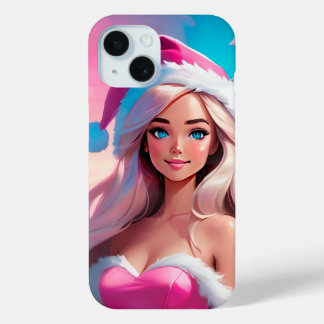 Mooie Roze Kerst Meisje 01 iPhone 15 Case