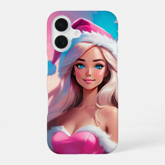 Mooie Roze Kerst Meisje 01 iPhone 16 Hoesje