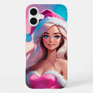 Mooie Roze Kerst Meisje 01 iPhone 16 Plus Hoesje