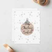 Mooie roze kerst ornament wit grijs kerstmonogram notitiekaartje (Voorkant / Achterkant in situ)
