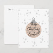 Mooie roze kerst ornament witte grijze kerst monog notitiekaartje (Voorkant / Achterkant)