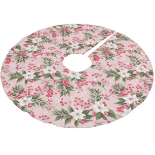 Mooie roze kerstbloemen en bessen kerstboom rok