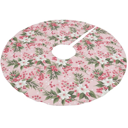 Mooie roze kerstbloemen en bessen kerstboom rok (Gekanteld)
