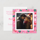 Mooie roze kerstfoto frame feestdagenkaart (Voorkant / Achterkant)