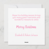 Mooie roze kerstfoto frame feestdagenkaart (Achterkant)