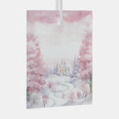 Mooie roze kerstlandschappen glas ornament (Voorkant Rechts)