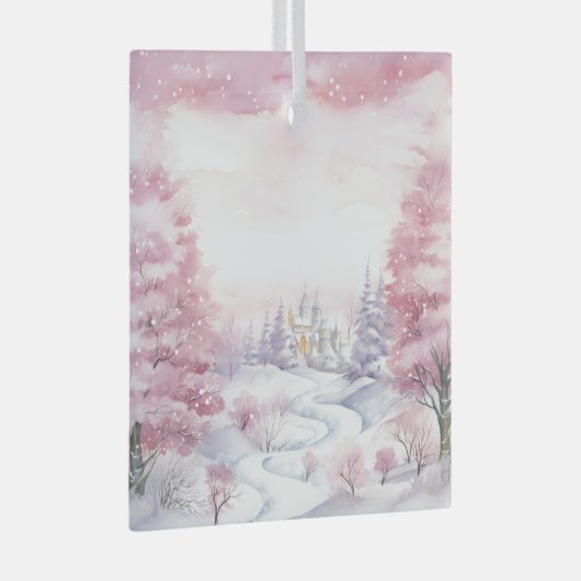 Mooie roze kerstlandschappen glas ornament (Voorkant Rechts)