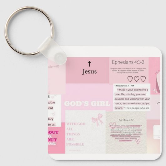 Mooie Roze Keychain in Vierkant Vorm (Voorkant)